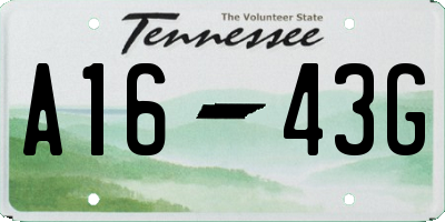 TN license plate A1643G
