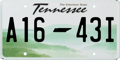 TN license plate A1643I