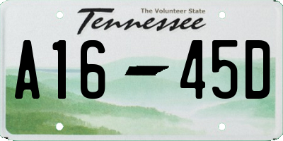 TN license plate A1645D