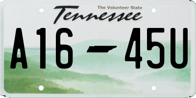 TN license plate A1645U