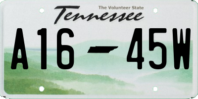 TN license plate A1645W