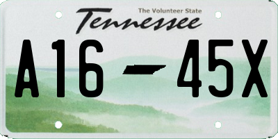 TN license plate A1645X