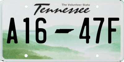 TN license plate A1647F