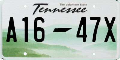 TN license plate A1647X