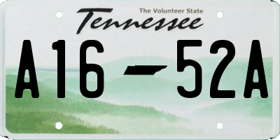 TN license plate A1652A