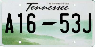 TN license plate A1653J