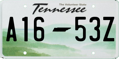 TN license plate A1653Z