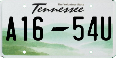 TN license plate A1654U