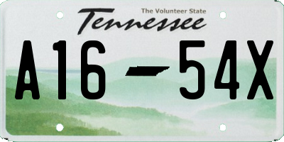 TN license plate A1654X