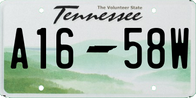 TN license plate A1658W