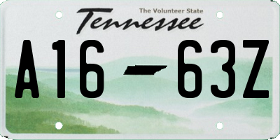 TN license plate A1663Z