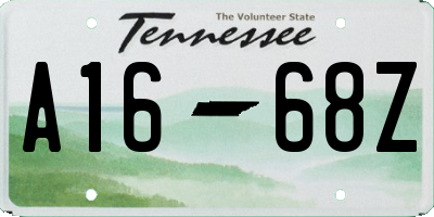 TN license plate A1668Z