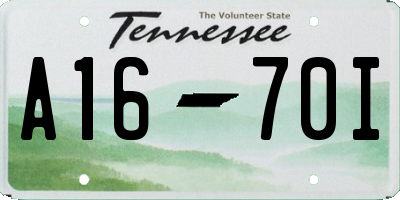 TN license plate A1670I