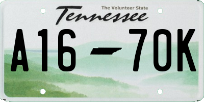 TN license plate A1670K