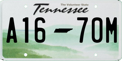 TN license plate A1670M
