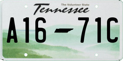 TN license plate A1671C