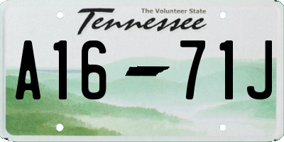TN license plate A1671J