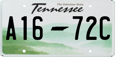 TN license plate A1672C