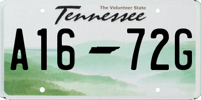 TN license plate A1672G