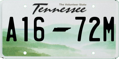 TN license plate A1672M