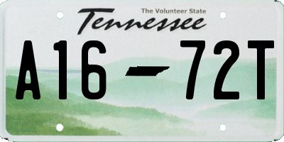TN license plate A1672T