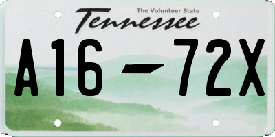 TN license plate A1672X