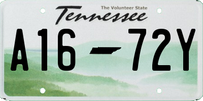 TN license plate A1672Y