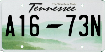 TN license plate A1673N
