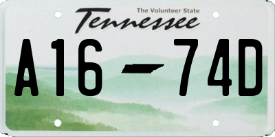 TN license plate A1674D