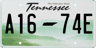 TN license plate A1674E