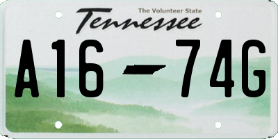 TN license plate A1674G