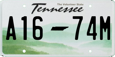 TN license plate A1674M