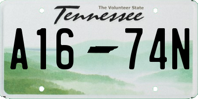 TN license plate A1674N