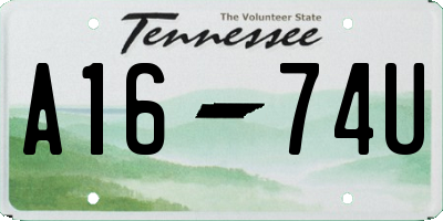 TN license plate A1674U