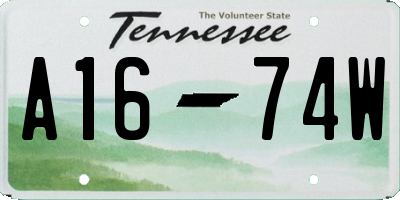 TN license plate A1674W