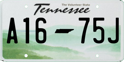TN license plate A1675J