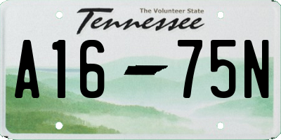 TN license plate A1675N