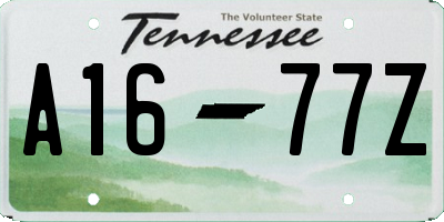 TN license plate A1677Z