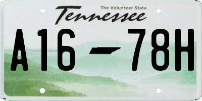 TN license plate A1678H