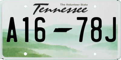 TN license plate A1678J