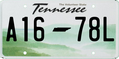 TN license plate A1678L