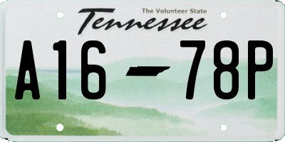 TN license plate A1678P