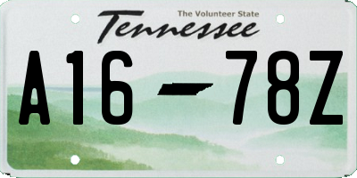 TN license plate A1678Z