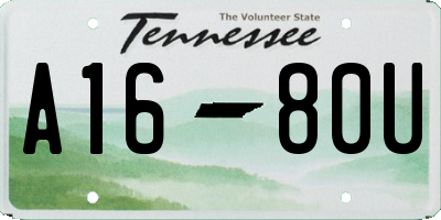 TN license plate A1680U