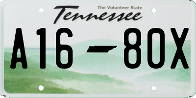 TN license plate A1680X