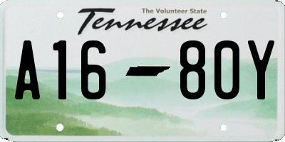 TN license plate A1680Y