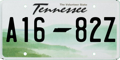TN license plate A1682Z