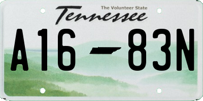 TN license plate A1683N