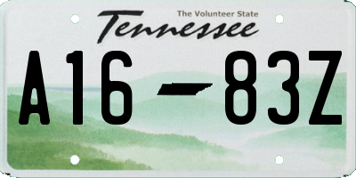 TN license plate A1683Z