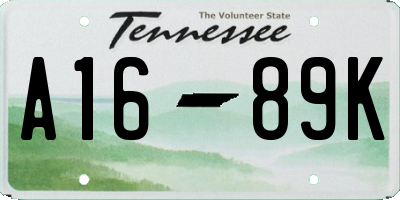 TN license plate A1689K
